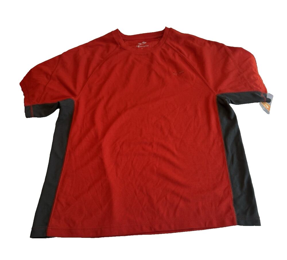 C9 Champion Men's Large Athletic Shirt Red Gray Duo Dry Moisture Wicking NEW
